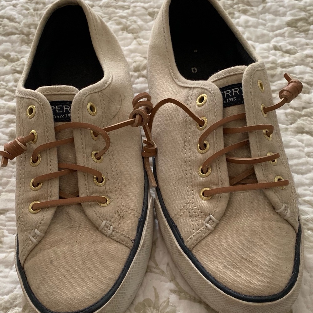 Sperry gold flecked slip on canvas sneaker